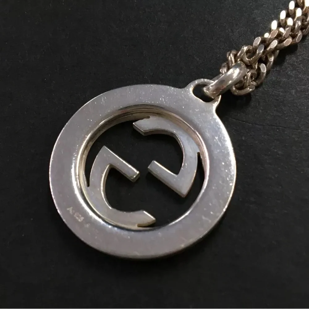 Authentic GUCCI Interlocking G Silver 925 Pendant Necklace